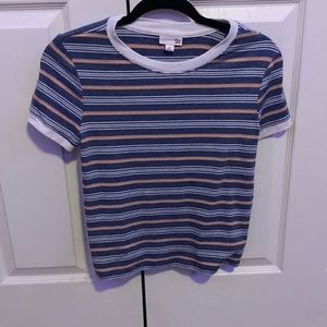 blue striped shirt
